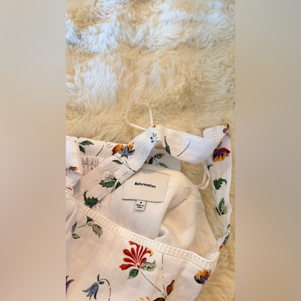 Reformation Everett Linen Dress In Corsini, brand new, never worn, no flaws. - Picture 11 of 15